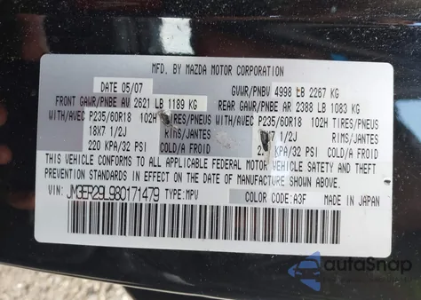 2008 Mazda Cx-7 Grand Touring z USA, uszkodzony, nr VIN JM3ER29L980171479